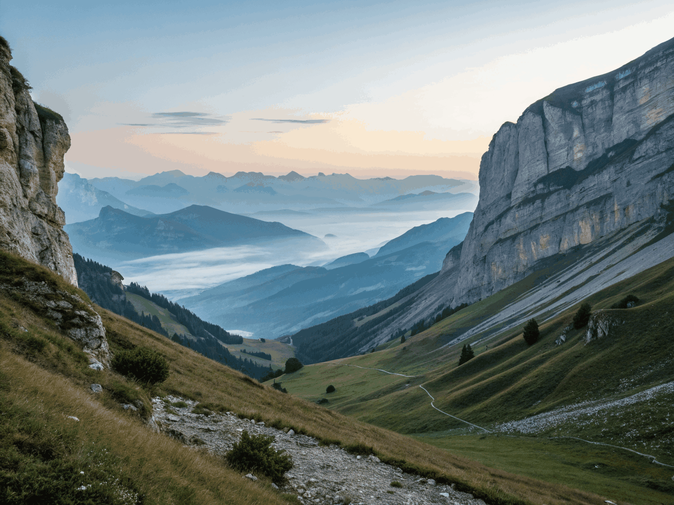 Swiss Alpine landscape reflecting horological precision and serenity